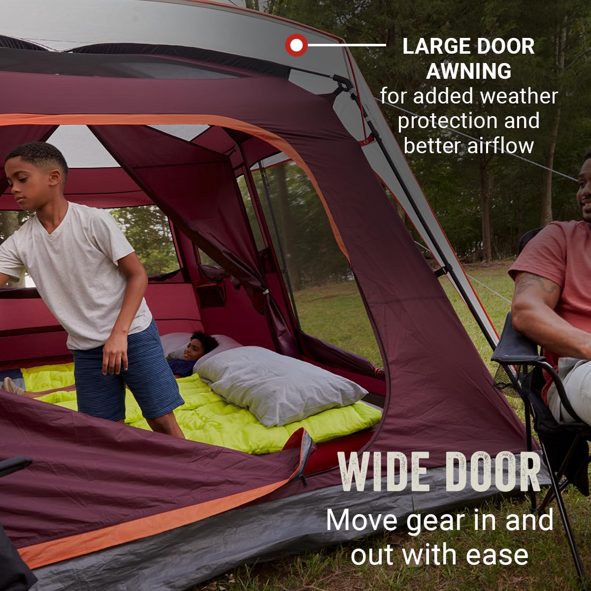 Coleman Skylodge 10-Person Family Tent, Weatherproof XL Tent with Rainfly & Room Divider, Fits 4 Queen-Sized Airbeds, Made of PFAS-Free Materials