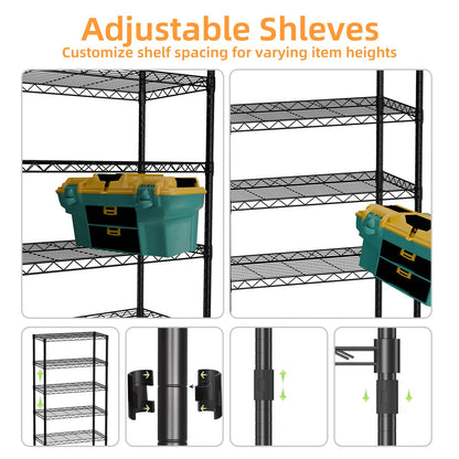NULTRUMA Storage Shelves, Heavy Duty 5 Tier Storage Metal Shelves, 550LBS Capacity Adjustable Metal Wire Shelving Unit for Garage, Pantry, Kitchen, Closet, Commercial & Industrial Use