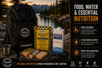 Sustain Supply 70491 2-Person 72-Hour Emergency Survival Kit Backpack Complete Disaster Preparedness Pack w/Food, Water, First Aid Kit, Tools & Shelter Gear for Earthquake, Hurricane & Evacuation