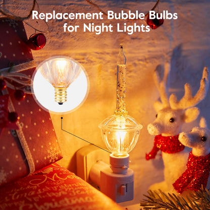 Minetom Bubble Lights Replacement Bulbs, C7 E12 Base, 14 Count, Multicolor Glass Xmas Decorations