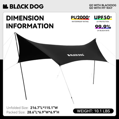 BlackDog Tent Tarp Hexagonal Arc-Shaped Canopy Star Curtain Crescent Moon