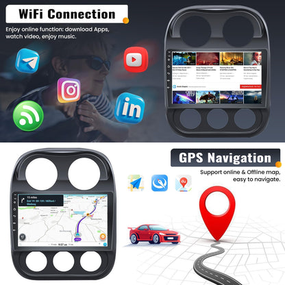 [2GB+64GB] Android 13 Car Radio for Jeep Compass Patriot 2010-2016 with Wireless Carplay Android Auto,10.1 ' 1080P Touchscreen Head Unit Bluetooth WiFi GPS 26-UI Mirror Link SWC Rear Cam+ USB Canbus