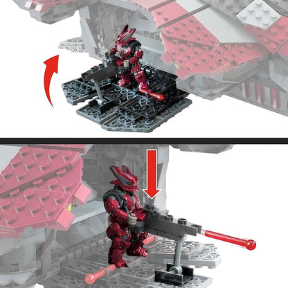 MEGA Halo Infinite Toy Building Sets Banished Phantom Aircraft with 1214 Pieces 4 Micro Action Figures and Accessories for Collectors