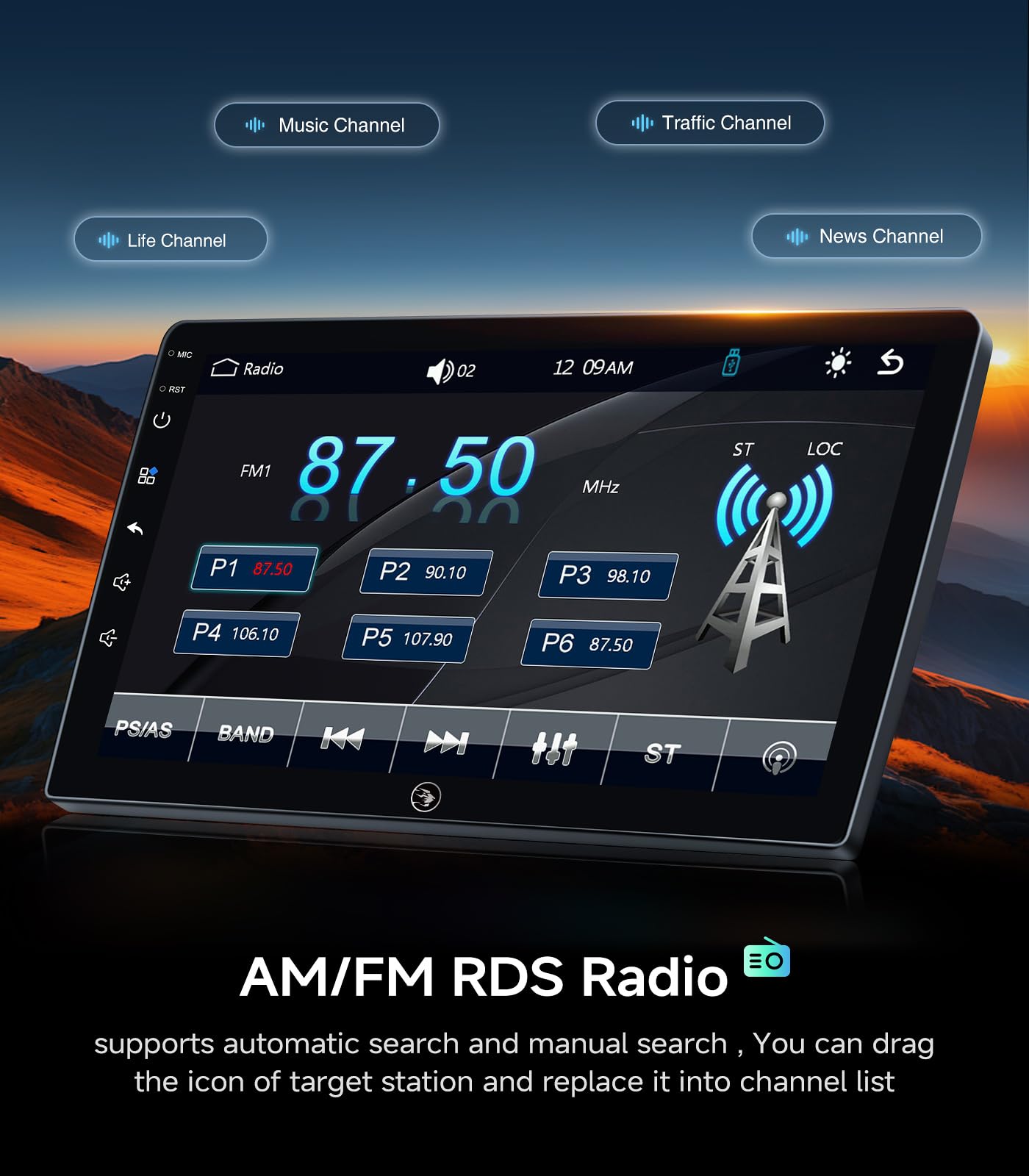 Car Radio Stereo Upgrade for Jeep Wrangler JK Compass Grand Cherokee Dodge Ram with Wireless CarPlay/Android Auto/10.2'' Touchscreen/Backup Camera