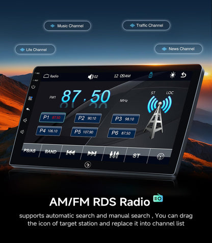 Car Radio Stereo Upgrade for Jeep Wrangler JK Compass Grand Cherokee Dodge Ram with Wireless CarPlay/Android Auto/10.2'' Touchscreen/Backup Camera