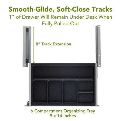 PERFECT POSTURE Max Under Desk Storage Drawer – Large Desk Drawer with Lock for Regular & Sit-Stand Standing Desks, Gray (16.2” x 9.3")