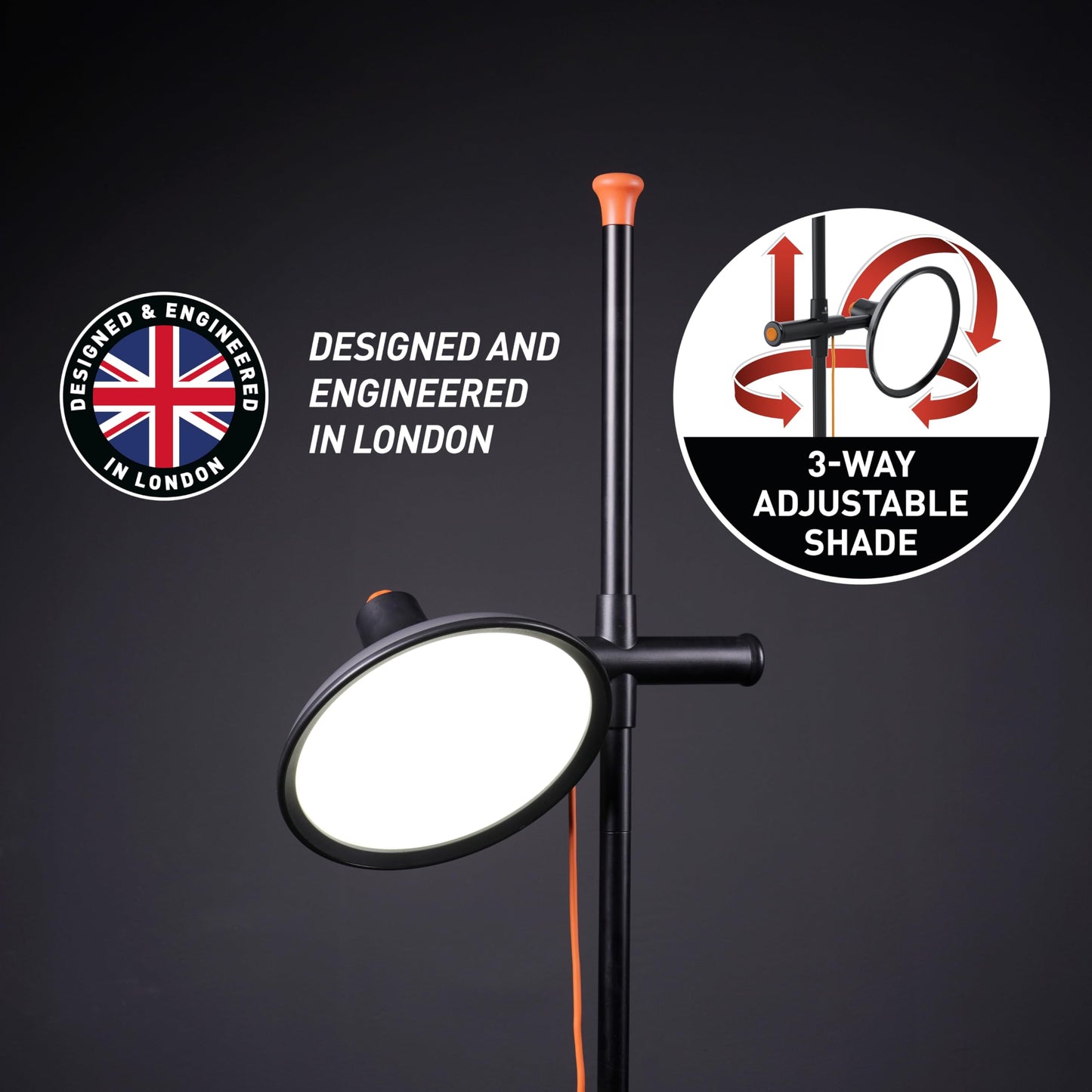 Daylight Artist Studio Lamp 2-6,000 Lux LED with 95+ CRI, 24cm Wide Shade