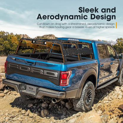 SanHima Adjustable Truck Bed Rack w/LED Lights - Overland Universal Bed Rack for Full-Size Trucks Without Factory Bed Rails/Tonneau Bed Cover