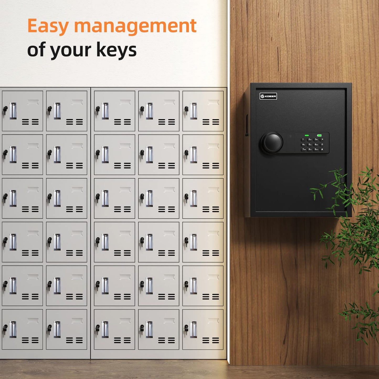 XDeer 71-Key Safe Wall Mount with Advanced Anti-Theft & LED Light, Key Cabinet with Combo & Key Lock for Hotels, Offices & Car Dealerships 1PCS