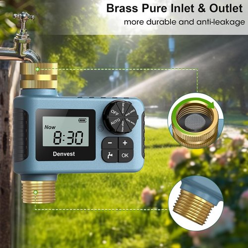Brass Hose Timer by [Brand Name] - Efficient Water Control for Garden Hose | 1 Outlet with Rain Delay Feature