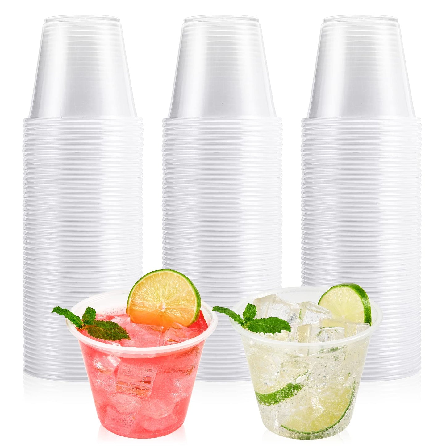 Lilymicky 300 Pack 9 oz Disposable Clear Plastic Cups, 9 Ounce Party Cups for Cocktail, Parties, Picnics, and Events