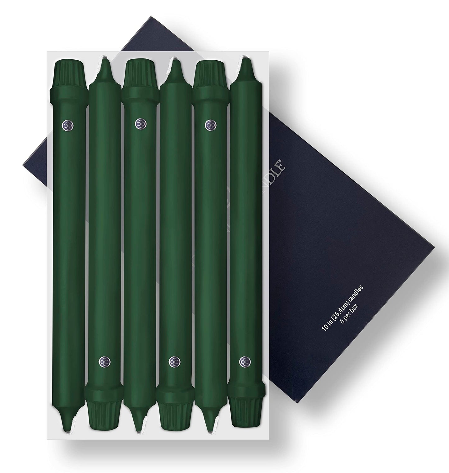 Colonial Candle Unscented Taper Candle, Classic Collection, Evergreen, 10 in, Pack of 6 Candlesticks - Up to 8 Hours Burn