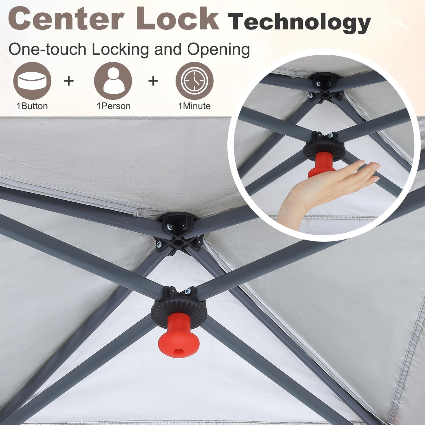 MASTERCANOPY Pop Up 10x10 Canopy Tent with Center Lock, 2 Shelters, 4 Poles, 230 Sq ft of Large Shade Space, for Camping, Picnics & Beach (10'x10',Black)