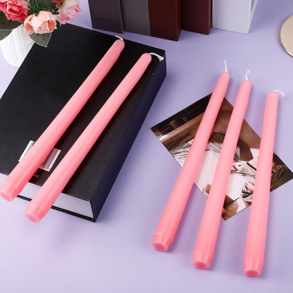 PIEMEET 24 Pack Taper Candles, 10 Inch Pink Tapered Candles, Unscented Tall Candlesticks, Smokeless & Dripless Long Taper Candle Sticks for Wedding Dinner Parties Home Decor(10 Hours Burn Time)