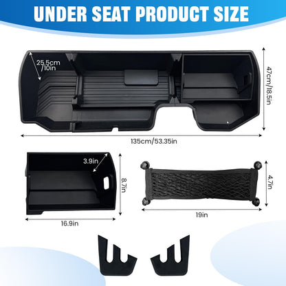 Flyvaroo Underseat Storage for 2019-2026 Chevy Silverado 1500 Crew Cab, Divider Under Seat Storage Box for 2020-2026 Silverado/Sierra 2500HD 3500HD Double Cab & Crew Cab with Mesh Pocket & Inner Bin