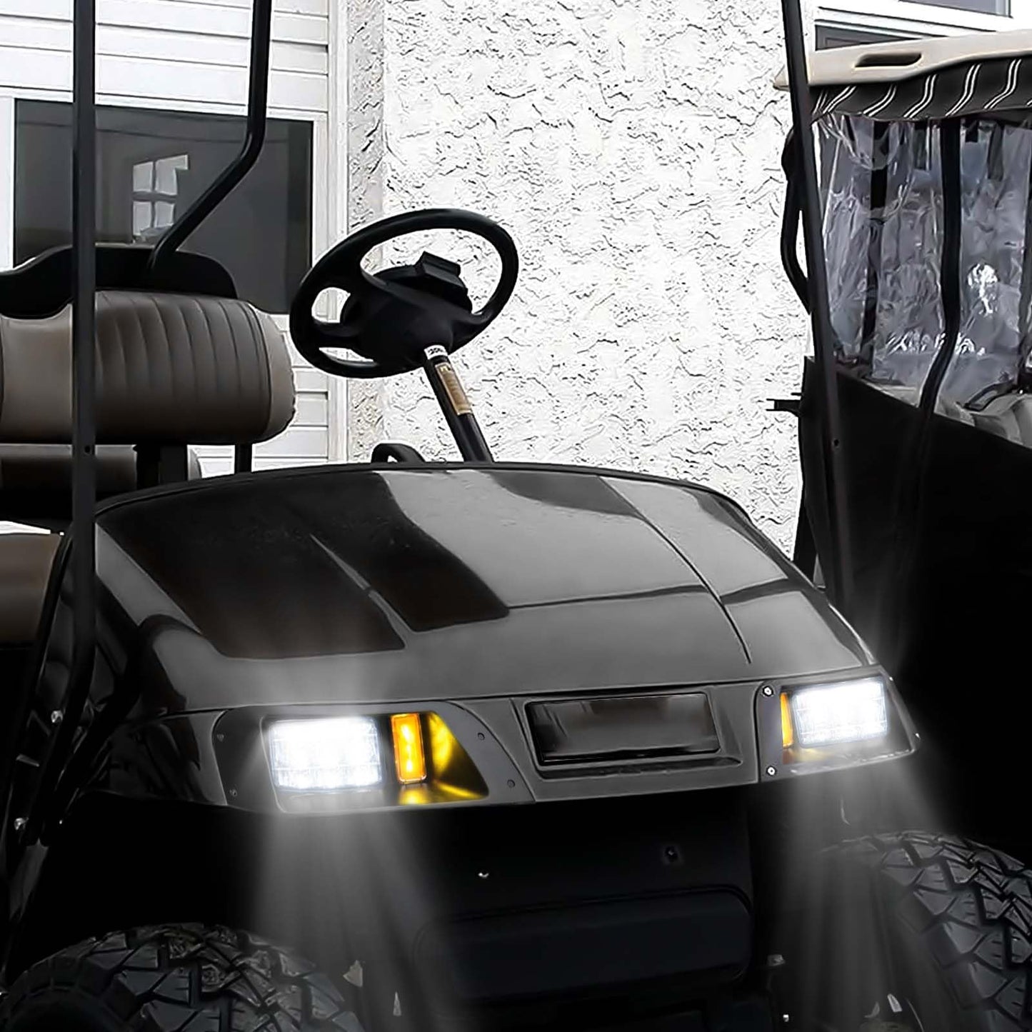 Shu-Ran Golf Cart LED Light Kits for EZGO TXT 1996-2013 Carts (12V), Super Bright Golf Cart Headlight Tail With Turn Signals Kits, Brake Lights, Hazard Light Switch, Horn