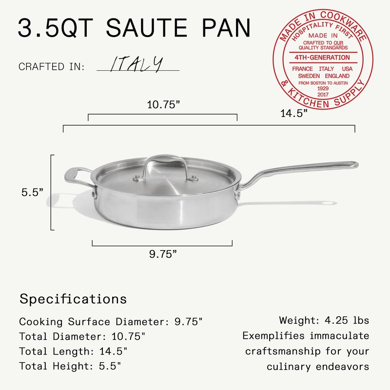 Made In Cookware | 7-Piece Ceramic Non Stick Pot and Pan Set (Stainless Handle) | 5-Ply Stainless Clad | Professional Cookware | Crafted in Italy | Induction Compatible
