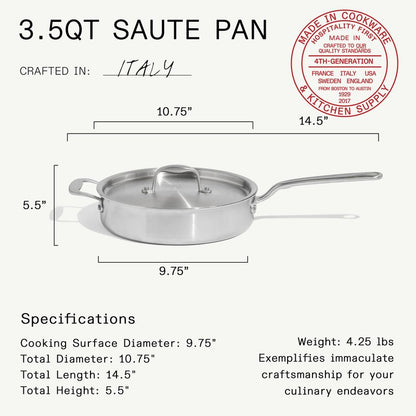 Made In Cookware | 7-Piece Ceramic Non Stick Pot and Pan Set (Stainless Handle) | 5-Ply Stainless Clad | Professional Cookware | Crafted in Italy | Induction Compatible
