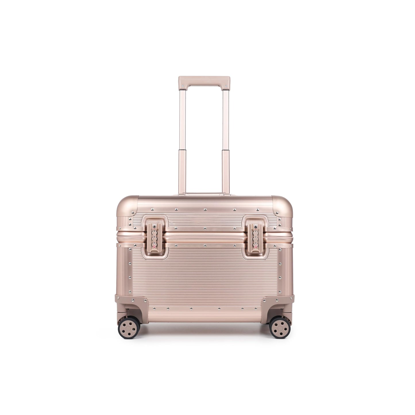 Perle Path All Aluminum Rolling Camera Case, Pilot case, Camera roller bag, Carry on, Hard Shell Photography Equipment suitcase with 4 Wheels and Telescopic Handle (Rose Gold(with camera bag inside))