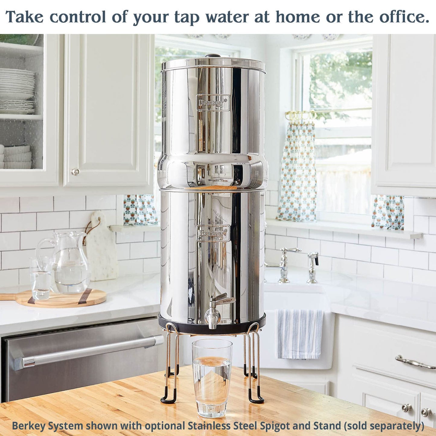 Crown Berkey Gravity-Fed Water Filter System 6 Gallon with 2 Black Berkey Elements, 2 PF-2 Fluoride and Arsenic Reduction Elements