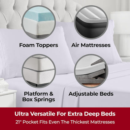 Mellanni Extra Deep Twin Sheets - Hotel Luxury, Ultra Soft Cooling Bedding - Wrinkle & Stain Resistant (Twin, Lavender)