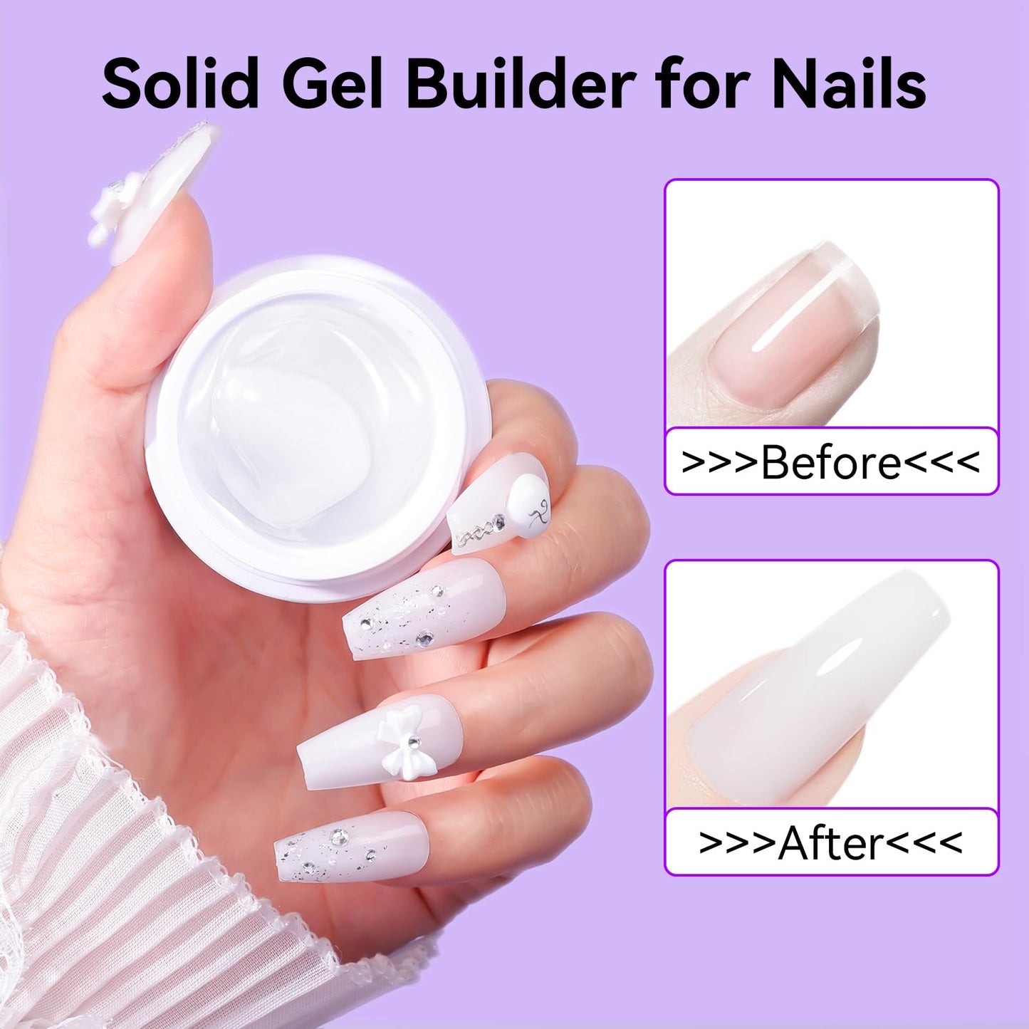 Makartt Clear Gel Builder Kit: Self-Levelling, Long Lasting Extension Hard Gels for Strengthener, Broken Nails Repair Gel Kit with Paper Forms, Dual forms, Nail File and Dual-End Brush 1.06 oz