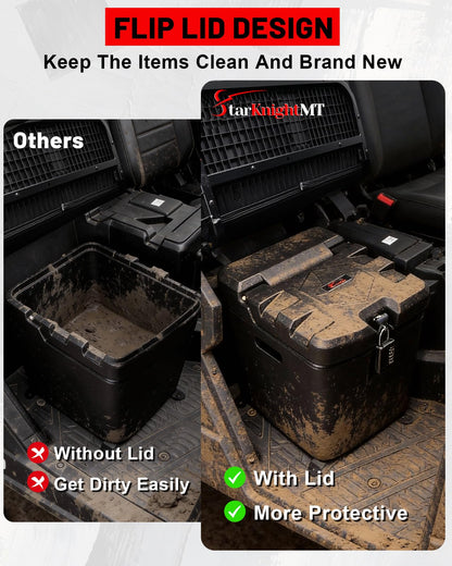 StarknightMT UTV Under Seat Storage Box with Lock 28L/ 7.4Gal Compatible with Polaris Ranger XP 1000/Crew 2018-2026 Waterproof Storage Box Replace #2882910