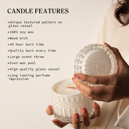 HIDDEN LABEL Sandalwood Rose Scented Candle, 7.4 oz Soy Wax Wood Wick Candle, 55Hours Clean Burn,Pink Decorative Jar Candle for Home, Bedroom, Bathroom, Gifts for Women