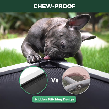 FXW TitanNest Chew-Proof Elevated Dog Bed, Raised Cot for Indoor/Outdoor/Camping Use, Durable & Waterproof Cooling Pet Bed for Extra Large Dogs, 56.0" L x 31.0" W x 7.3" H, Black