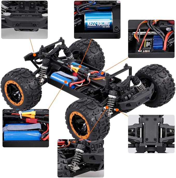 GoolRC 16889A RC Car 1:16 Scale Remote Control Car 4WD 45KM/H High Speed RC Truck with Brushless Motor 2.4GHz All Terrain Off Road Rock Crawler Electric Vehicle Toy for Adults (Orange)