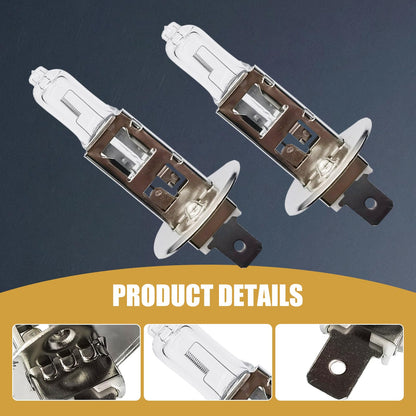 gunhunt Halogen Bulbs H1-55W, 12V Quartz Lamp, Ultra-bright Low/High Beam, 2 PCS, Warm White Light