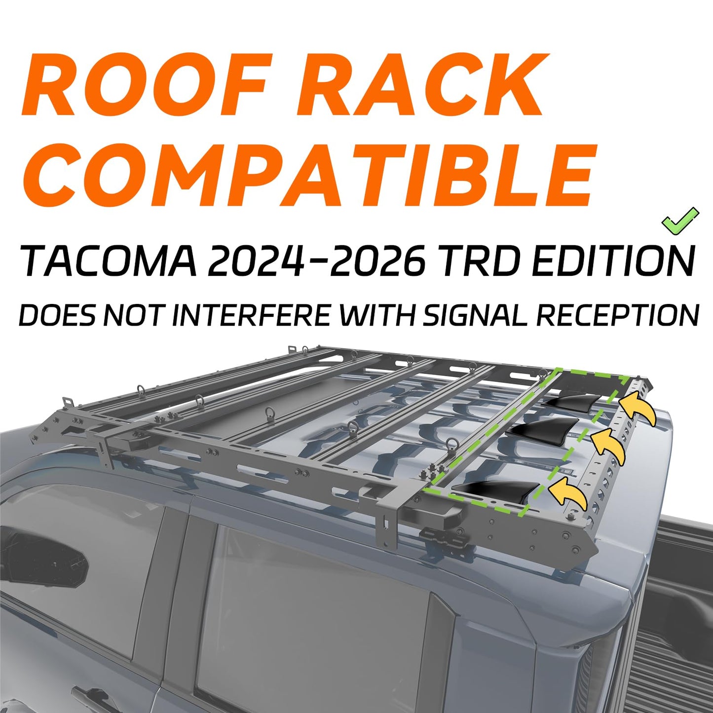Titan Series Heavy Duty | Roof Rack for 4th Generation Compatible with only 2024, 2025, 2026 Tacoma/TRD Pro Version Double Cab 4 Door Pickup | with Handle/Side Awning Stand | No Drilling Installation