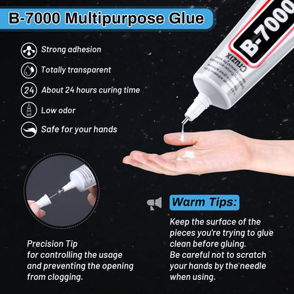 B7000 Clear Glue Bedazzler Kit with Rhinestones, 4013PCS Rhinestone Gems 3 PCS 25 ML B-7000 Adhesive Bead Glue Jewelry Kit for Tumblers Craft Clothes Fabric Nail Art DIY (Paradise Shine Crystal Clear)