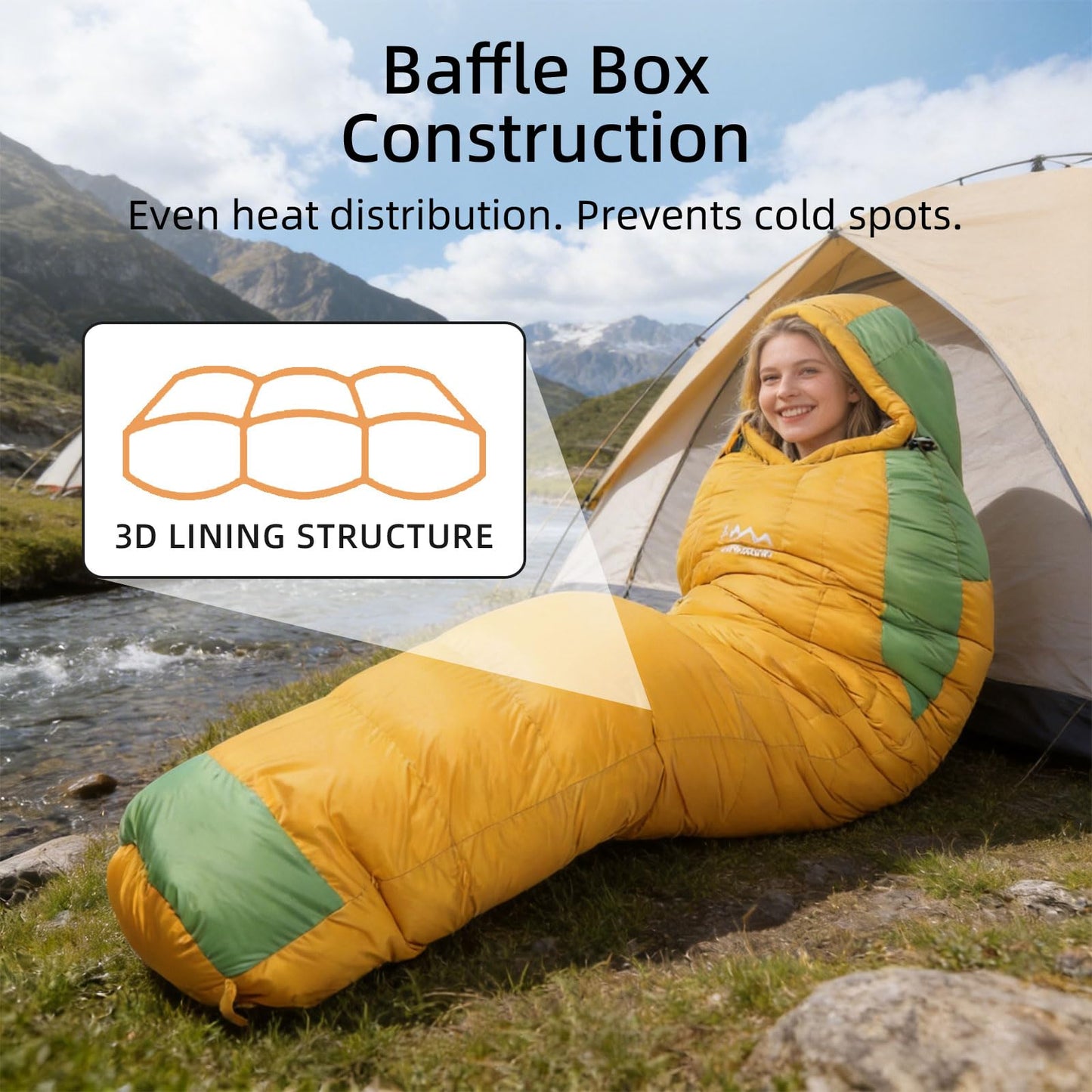 HLITMOUT Down Sleeping Bag with Pillow, 0°F 20°F 32°F Regular and XL Compact Lightweight Sleeping Bag for Adults,Teens Backpacking,Camping and Hiking Outdoor (Orange, Regular 32°F)