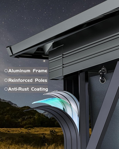 12'X12' Hardtop Gazebo, Outdoor Double Roof Galvanized Steel Gazebo, Aluminum Heavy-Duty Steel Top Canopy with Mosquito Net & Privacy Curtain for Patio, Porch, Garden, Lawn, Deck, Backyard,Gray