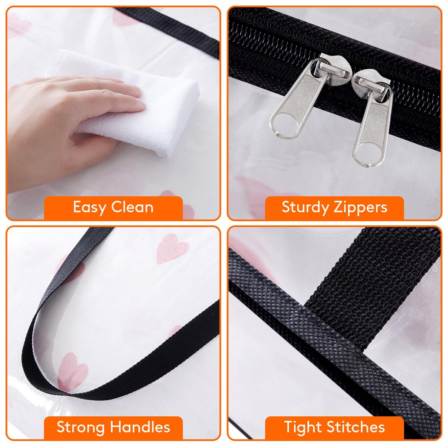 Lifewit 4 Pack Clear Clothes Storage Bags, 40L Plastic Blanket Storage Bag, Vinyl Foldable Moving Bags with Zipper, Closet Organizers and Storage Containers for Bedding, Duvet, Comforter