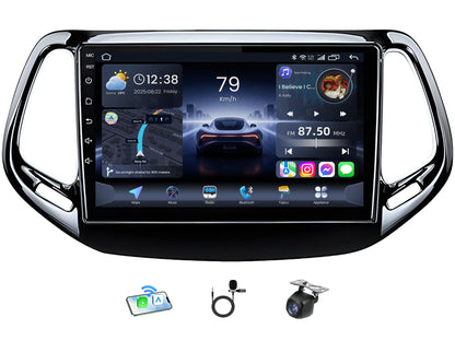 [4G+64G] Car Radio Stereo for Jeep Compass 2017-2020: 10 inch Upgrade Bluetooth 5.4,1280 * 800HD Touch Screen Head Unit Replacement with CarPlay Android Auto 5GWiFi GPS RDS FM SWC Backup Camera