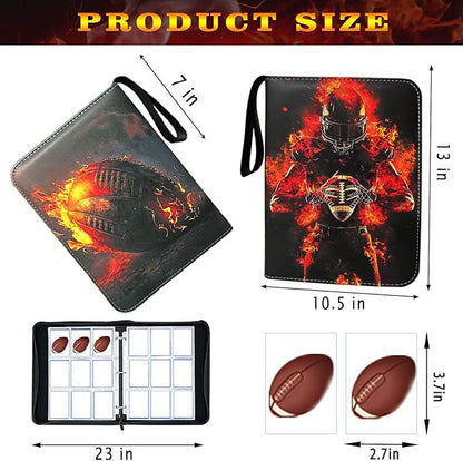 Football Card Binder with Sleeves900 Pockets Football Card Holder Protectors Albums Card Storage Organizer Case Compatible with Trading Card and Other Sports Cards