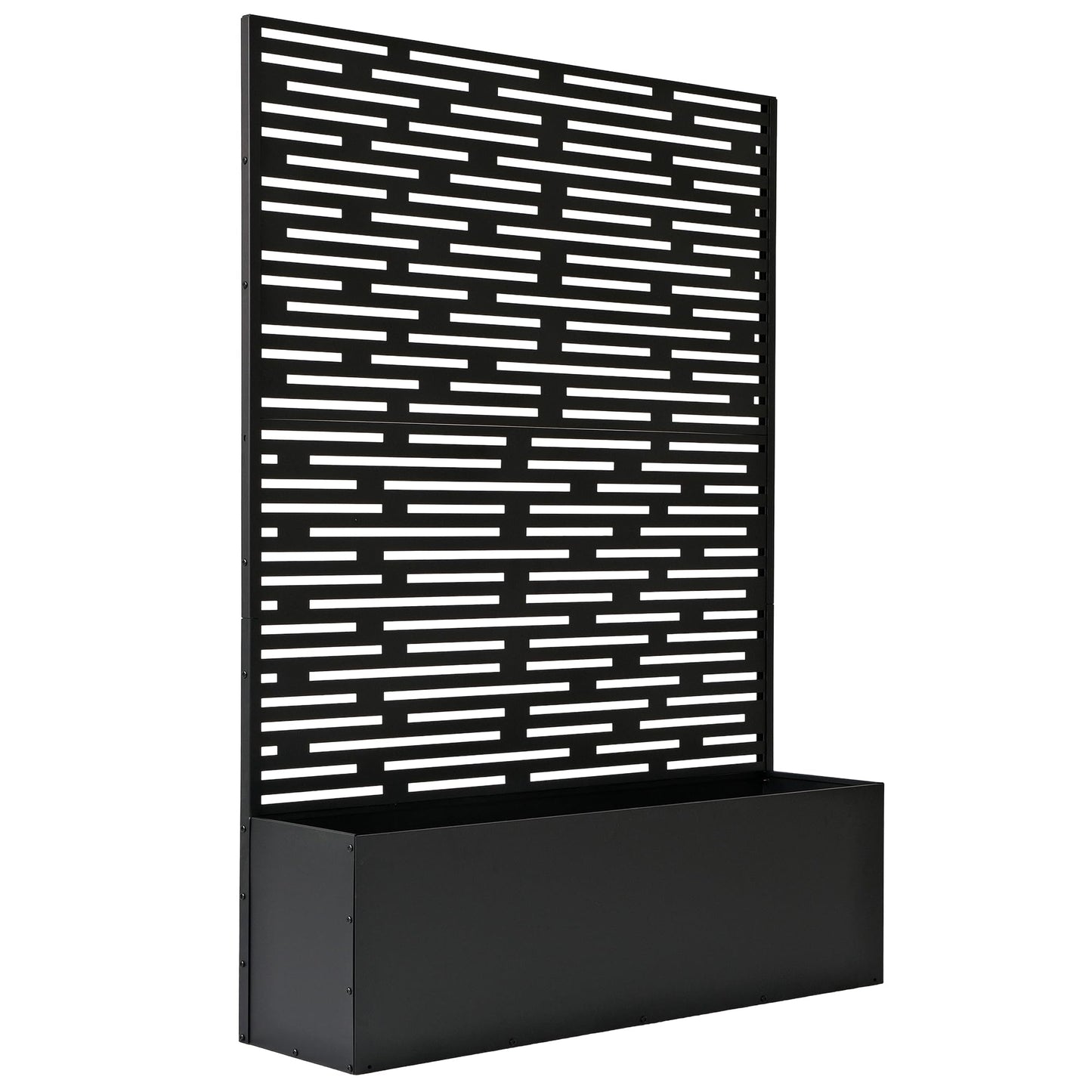 Oakland Living 6 ft. X 4 ft. Black Freestanding Metal Privacy Screen Room Divider with Flower Box