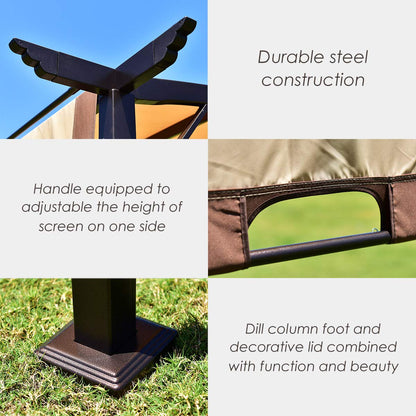 FANTASK Garden Gazebo, Patio Pavilion, Outdoor Party Pergola, Heavy Duty Grape Canopy, Metal Frame Grape Gazebo & Canopy Cover, Beach Sunshade Tent, Ideal for BBQ, Party, Beach and More
