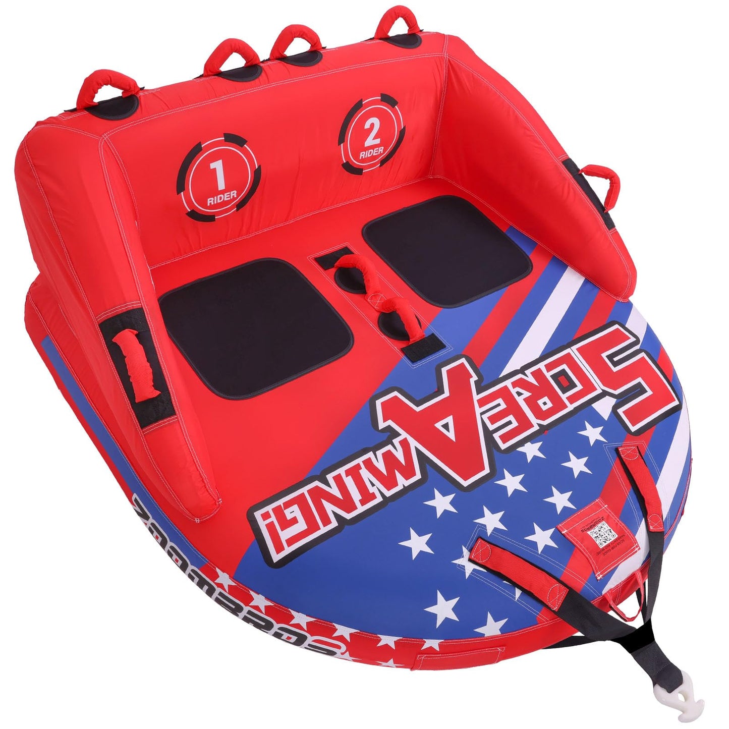 ZOOMBROS Towable Tubes for Boating 2-3 Person, Front/Back Tow Points Sofa Style Boat Tubes and Towables, Holds 340-510 lbs Large Capacity, Premium Nylon Cover, Perfect for Kids & Adults
