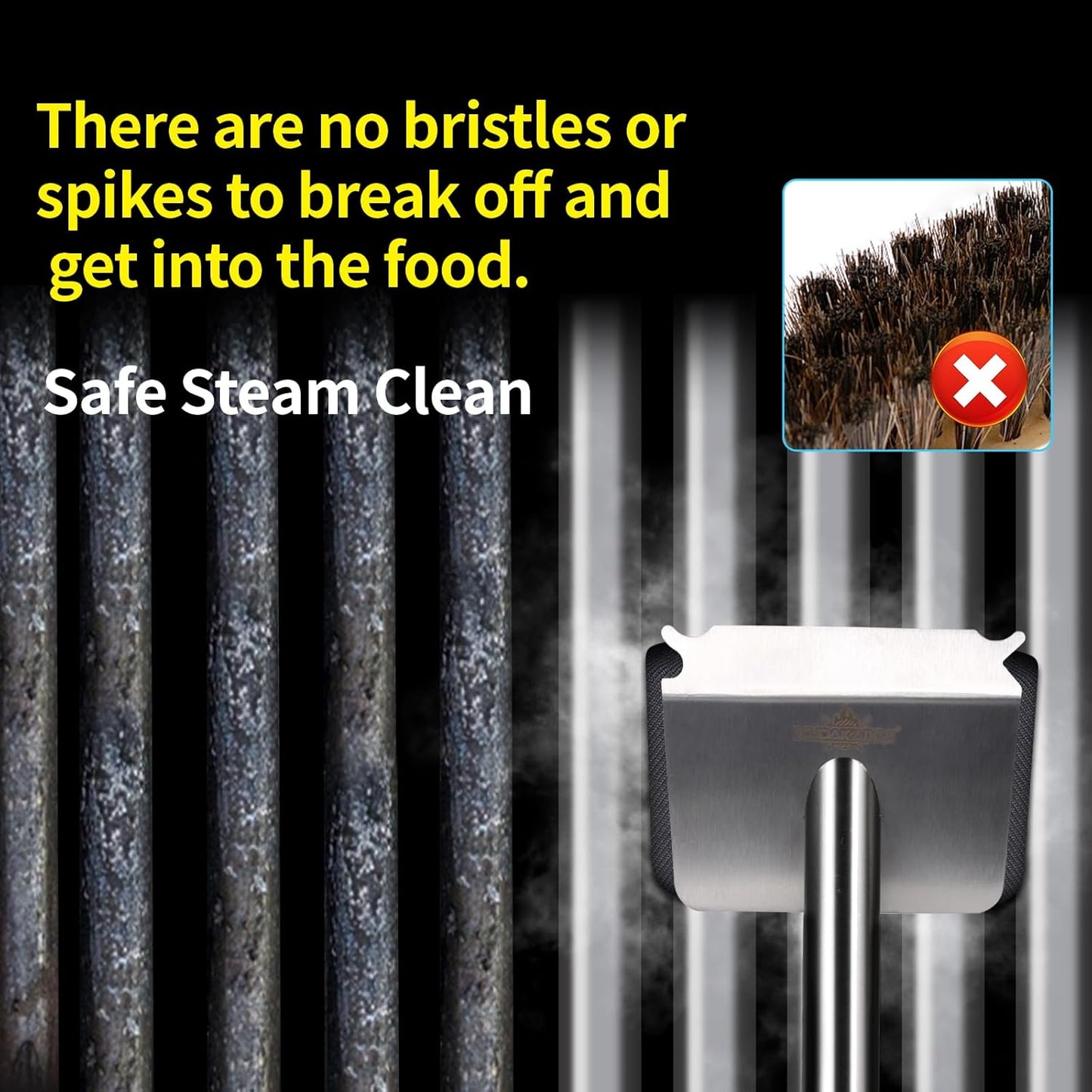 XUDAKAIXIN Grill Brush - Ultra Safe & Efficient Bristle-Free Steam Cleaner for BBQ | Replaceable Scraper Head