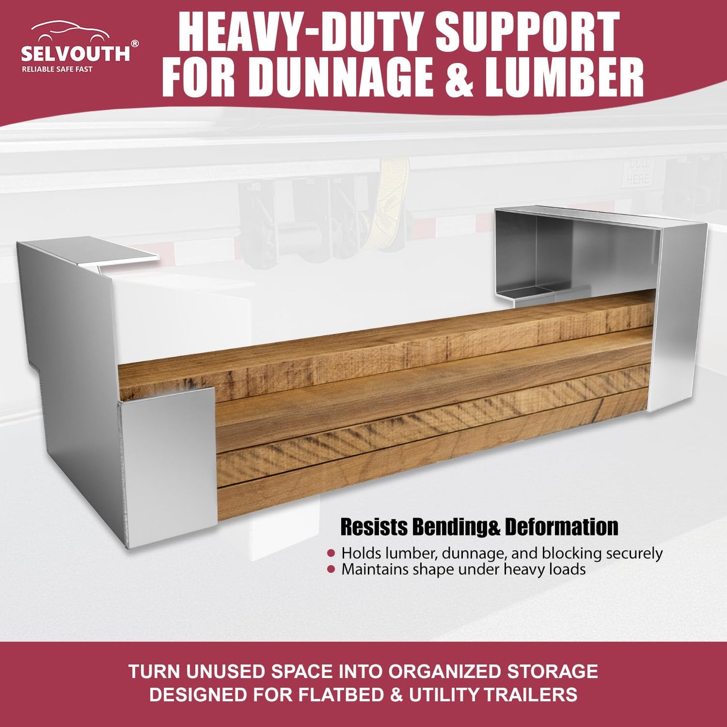 Selvouth Aluminum Dunnage Rack 20"x15" Bolt-On Holder for Flatbed and Utility Trailers, Trailer Organization Accessory-1 Pair