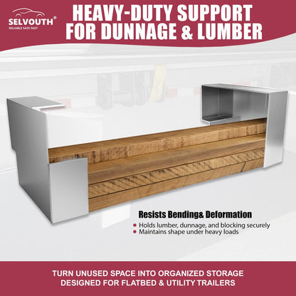 Selvouth Aluminum Dunnage Rack 20"x15" Bolt-On Holder for Flatbed and Utility Trailers, Trailer Organization Accessory-1 Pair