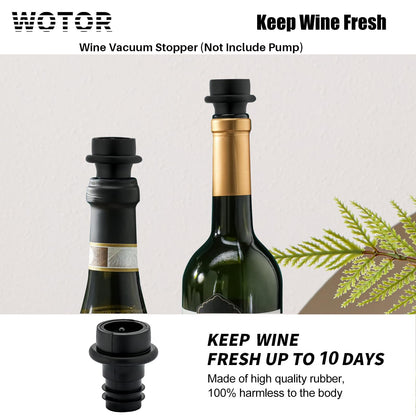 WOTOR Wine Stoppers - Vacuum Wine Saver, Preserver & Sealer (Black, 24 Pieces)