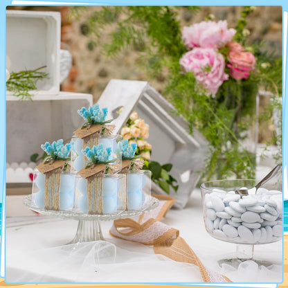 MTLEE Mini Bubble Candles Wedding Favors Gifts for Guests 1.57" x 1.38" Bubble Candles with Cards Dried Flowers DIY Gift Set for Baptism Party Bridal Shower Thank You Gifts(Blue,30 Sets)