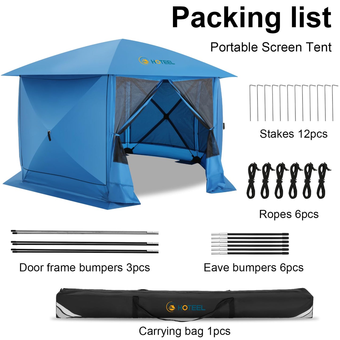 COBIZI 12x12FT Pop Up Gazebo Screen Tent Screen House for Camping, Screen Room with Mosquito Netting, Hub Tent Instant Screened Canopy with Carrying Bag and Ground Stakes, Brown