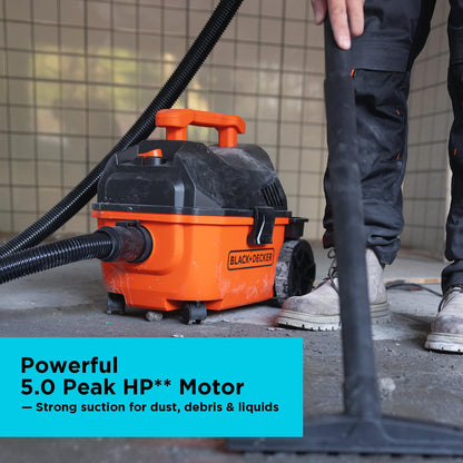 BLACK+DECKER Shop Vacuum Wet and Dry, 4 Gallon 5.0 Peak HP Wet/Dry Vacuum, Quiet Operation with Muffler, Long Reach Cleaning Range & On-Board Storage, Complete Accessory Set, BDXV18905P-4