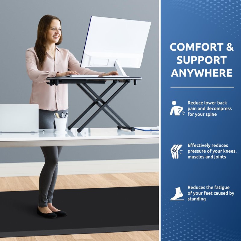 KitchenClouds Kitchen Mat Cushioned Anti Fatigue Rug 30"x108" Water Resistant, Non Slip, Standing and Comfort Desk/Floor Mats for House Sink Office (Black,0.8inch)