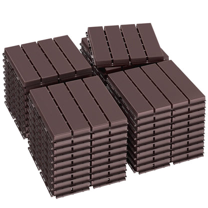 Goovilla Plastic Interlocking Deck Tiles, 36 Pack Balcony Flooring, 12"x12" Waterproof Outdoor Flooring All Weather Use, Patio Floor Decking Tiles for Porch Poolside Backyard Concrete, Dark Brown